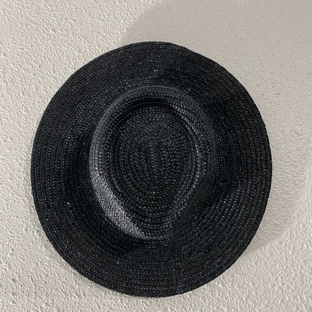 Black straw wide brim fedora